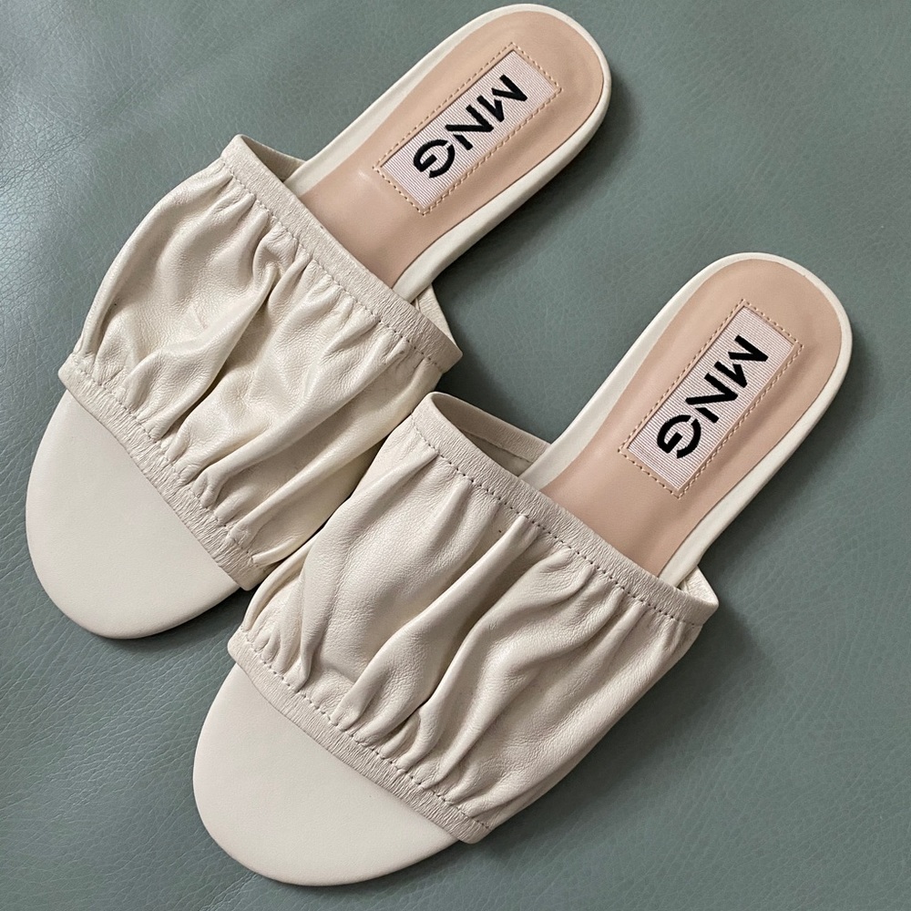 Mango leather slides, women’s 7, new